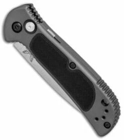 Benchmade 9750 Mini Coalition Automatic Knife Gray Al/Black G-10 (2.9" Satin) -GEARBARREL Sales Benchmade 9750 Mini Coalition gray al black G10 satin BHQ 75501 er spine 2 thumb