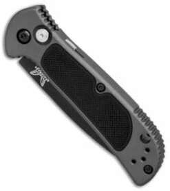 Benchmade 9750SBK Mini Coalition Auto Knife Gray Al/Black G-10 (2.9" Black Serr) -GEARBARREL Sales Benchmade 9750 SBK mini coalition gray al black G10 black serr BHQ 75524 er spine 2 thumb