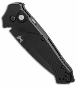 Benchmade Rukus II Automatic Knife (3.4" Black Serr) 9600SBK -GEARBARREL Sales Benchmade Rukus 2 black serr BHQ 74379 er spine thumb