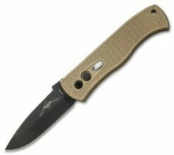Emerson Protech CQC7-A Spear Point Auto Knife Tan W/ Knurl (3.25" Black) E7A32