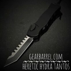 2020 Heretic Knives Hydra OTF Black Tanto (3.625" 2 Tone DLC)