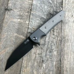 Chaves Ultramar Sangre Street Flipper Knife Green Canvas Micarta (3.4" Black SW)