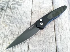 Protech Newport Black Automatic Knife Carbon Fiber (3" Black) 3416