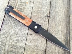 Protech Godfather Automatic Maple Burl Inlays (4" Black Blade) 907 -GEARBARREL Sales IMG 5175