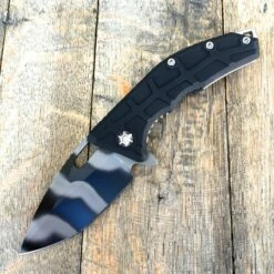 Heretic Knives Custom Martyr Spear Point Flipper (3in Tiger Striped CPM-154) H009-4A-CT
