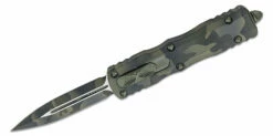 Microtech 225-1OCS Signature Series Dirac AUTO OTF Knife 2.92" OD Green Camo Double Edge Dagger Blade, OD Green Camo
