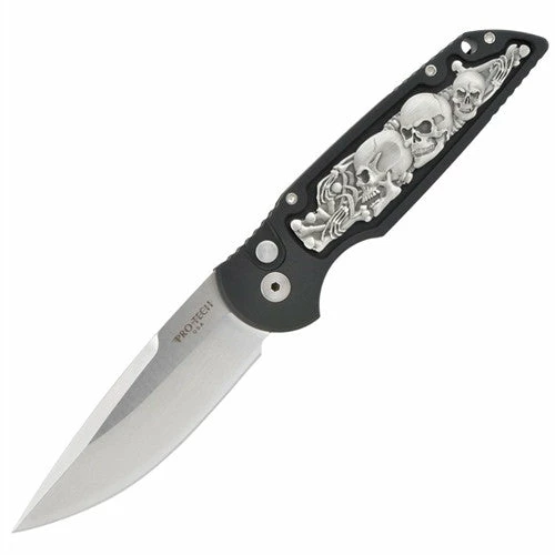 Protech TR-3 Shaw Skull Automatic Coin Struck Inlay (3.5" Satin) TR-3.41 3 Protech TR-3 Shaw Skull Automatic Coin Struck Inlay (3.5" Satin) TR-3.41