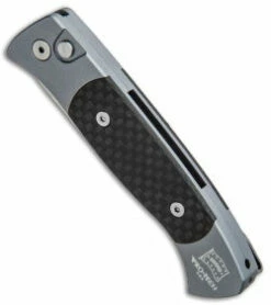 Protech Brend 2 Automatic Knife Special Gray/Carbon Fiber (2.9" Satin) 1201-CF -GEARBARREL Sales Protech Brend 2 Auto Special Gray CF Satin 1201 CF PS BHQ 90603 jr spine thumb