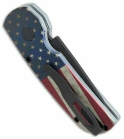 Protech Calmigo PK Custom CA Legal Automatic Knife Vintage Flag (1.9" Black) 2241 -GEARBARREL Sales Protech Calmigo PK Custom vintage flag black BHQ 76067 er side thumb