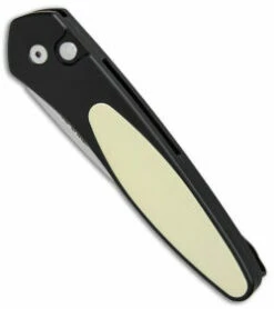 Protech Newport Tuxedo Automatic Knife Black/Ivory Micarta (3" Stonewash) 3451 -GEARBARREL Sales Protech Newport Tuxedo black Ivory micarta sw BHQ 77861 er spine thumb