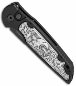 Protech TR-3 Shaw Steampunk Automatic Knife Coin Struck Inlay (3.3" Black) SHOT -GEARBARREL Sales Protech TR 3 Shaw Steampunk Auto Coin Struck Inlay Black TR 3.51 BHQ 80656 jr spine thumb