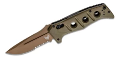 Benchmade Adamas AUTO 3.78" CruWear Flat Dark Earth Combo Blade, OD Green G10 ( 2750SFE-2)