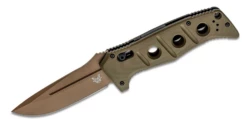 Benchmade Adamas AUTO Folding Knife 3.78" CruWear Flat Dark Earth Plain Blade, OD Green G10 Handles (2750FE-2)
