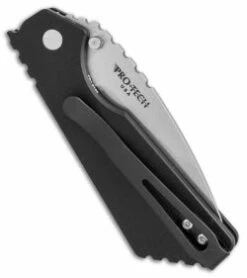 Strider + Protech PT Automatic Knife Black (2.75" Stonewash) 2301-SW -GEARBARREL Sales Strider Protech PT black sw BHQ 52216 er side thumb