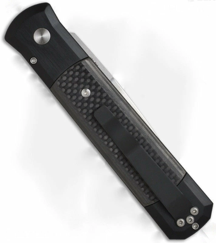 Protech Godfather Automatic Black Carbon Fiber Inlay (4" Satin) 905 4 Protech Godfather Automatic Black Carbon Fiber Inlay (4" Satin) 905 - Image 2