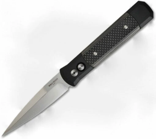 Protech Godfather Automatic Black Carbon Fiber Inlay (4" Satin) 905 7 Protech Godfather Automatic Black Carbon Fiber Inlay (4" Satin) 905 -GEARBARREL Sales pro tech 901 godfather carbon fiber large