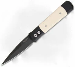 Protech Godfather Automatic Ivory Micarta Tuxedo (4" Black) 952
